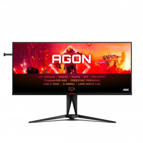 AOC AGON AG405UXC - Monitor LED - gaming - 40" - 3440 x 1440 WQHD @ 144 Hz - IPS - 1200:1 - 1 ms - 2xHDMI, DisplayPort, USB-C -