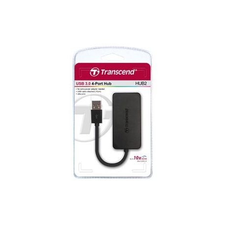 Transcend HUB2 - Hub - 4 x SuperSpeed USB 3.0 - desktop TS-HUB2K