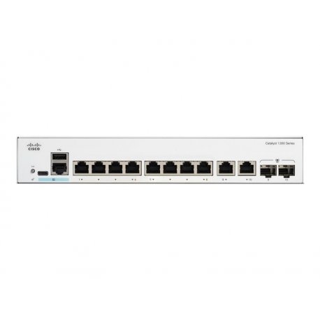 Cisco Catalyst 1300-8T-E-2G - Interruptor - L3 - Administrado - 8 x 10/100/1000Base-T + 2 x combo Gigabit SFP/RJ-45 - montável 