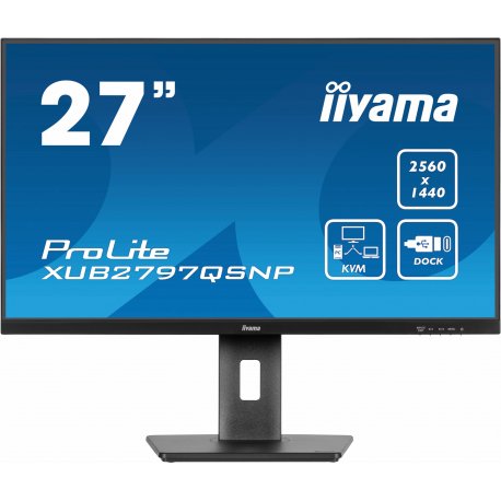 iiyama ProLite XUB2797QSNP-B1 - Monitor LED - 27" - 2560 x 1440 WQHD @ 100 Hz - IPS - 300 cd/m² - 1300:1 - 1 ms - HDMI, Display