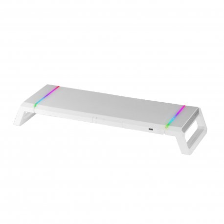 Suporte MARS GAMING MGS-ONE MONITOR  RGB CHROMA, FRONT USB, PHONE & TABLET HOLDER, WHITE MGSONEW