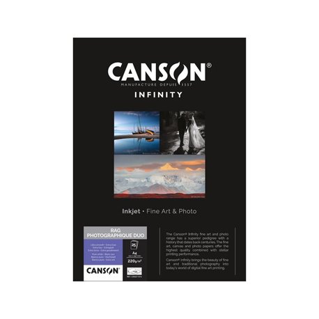 Papel A4 220g Canson Infinity Rag Photograph Duo 100% 10Fls 1236211015