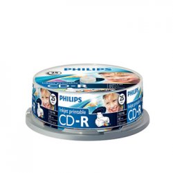 CD-R Inkjet Printable 700MB 52x Philips Spindle 25un PHICR7D5JB25