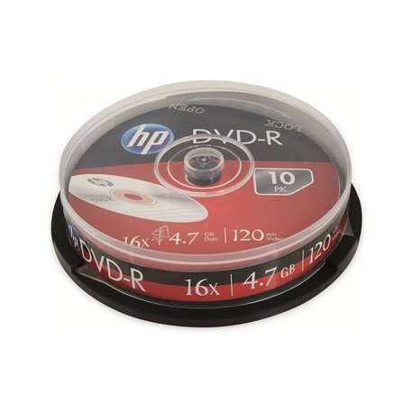 DVD+R 4.7GB 16x HP Cake Box 10un HPDRE00027-3