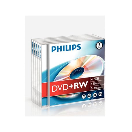 DVD+RW 4.7GB 4x Philips Jewell Case 5un PHIDW4S4J05F