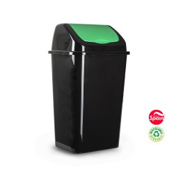 Contentor 30L Plástico c/Tampa Basculante Preto/Verde 57114149V