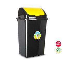 Contentor 50L Plástico c/Tampa Basculante Preto/Amarelo 57114791Y