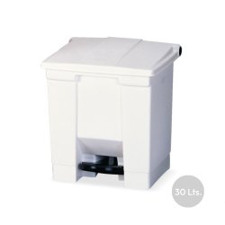 Contentor 30L Plástico c/Pedal Branco RUBFG614300WHT