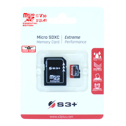 Micro SDXC Card S3+ 256GB UHS-I U3 V30 ESSENTIAL Class 10 with SD adaptor S3SDC10V30E/256GB