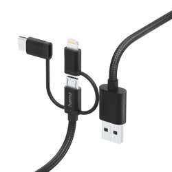 Cabo HAMA 3in1 micri USB +USB-C +LTG, 1.5m,preto - 201536 00201536