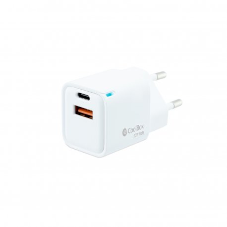 Carregador COOLBOX GAN 20W USB-C/USB-A PARED COO-CUP-20CA