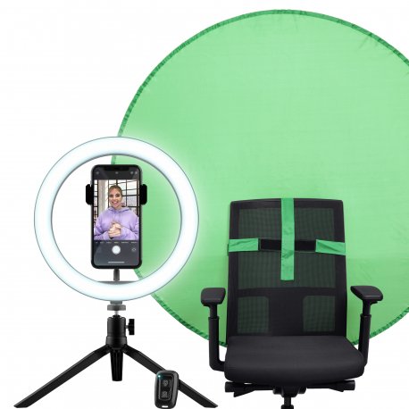 KIT STREAMING TRUST MAKU+ 2-IN-1 ANEL LUMINOSO + TELA VERDE - 24881 24881