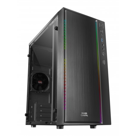 CAIXA MICRO-ATX MARSGAMING MCM , COMPACT, WINDOW, 16 MODES A-RGB, 1X 8CM FAN, BLACK - MCM MCM