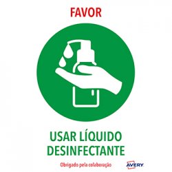 Sinalética Usar Liquido Desinfetante Adesivo A4 2un AVEKITCOVID3