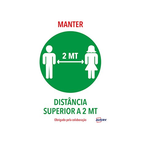 Sinalética Manter Distância Adesivo A4 2un AVEKITCOVID4