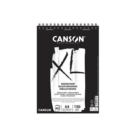 Bloco Espiralado Canson XL Dessin Noir A4 150g 40Fls 108039086