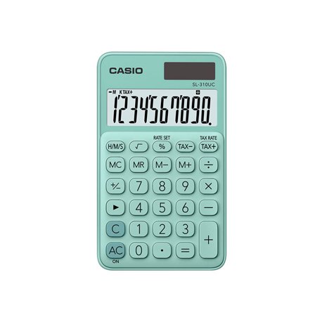 Calculadora de Bolso Casio SL310UCGN Verde Claro 10 Digitos CAS-SL310UCGN