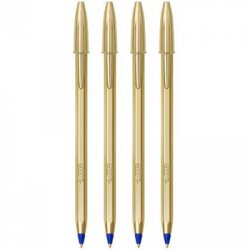 Esferográfica Azul 1mm BIC Edição Especial Dourado 4un 1171039