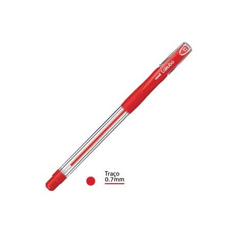 Esferográfica Vermelho 0,7mm Uni Lakubo SG100 RuberGrip 12un 1171073