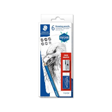 Lápis Grafite 61 100 C6 STAEDTLER Oferta Borracha + Afia 6un 1361204