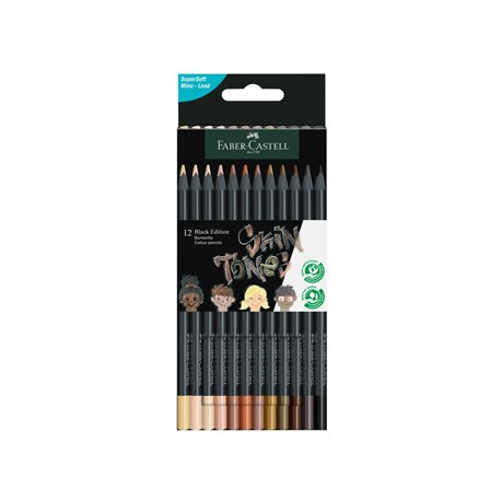 Lápis Cor 12un Faber-Castell Black Edition Tons Pele 18cm 1602022