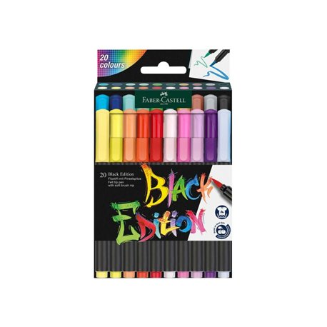 Marcador Feltro Faber Castell Black Edition Ponta Pincel 20x 1302012