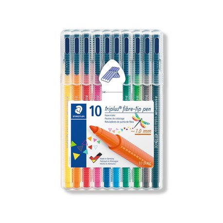 Marcador Feltro Staedtler Triplus 323 Estojo Box 10 cores 1303001