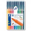 Marcador Feltro Staedtler Triplus 323 Estojo Box 10 cores 1303001