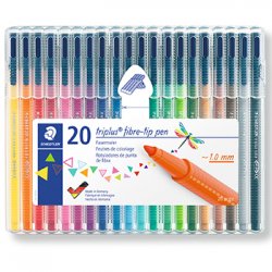 Marcador Feltro Staedtler Triplus 323 Estojo Box 20 cores 1303002