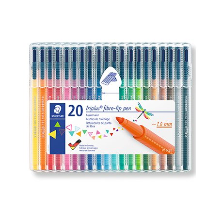 Marcador Feltro Staedtler Triplus 323 Estojo Box 20 cores 1303002