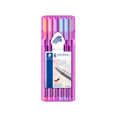 Marcador Fino Staedtler Triplus 334 0,3mm 6 Cores Pastel 6un 1303010