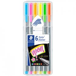 Marcador Fino Staedtler Triplus 334 0,3mm 6 Cores Neon 6un 1303011