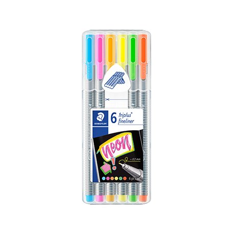 Marcador Fino Staedtler Triplus 334 0,3mm 6 Cores Neon 6un 1303011