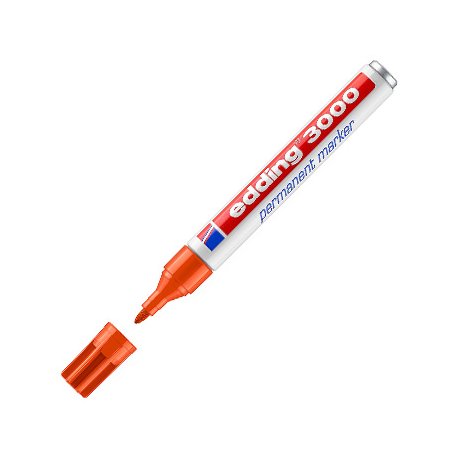 Marcador Permanente Grosso Edding 3000 1,5-3mm Laranja 1un 1301225