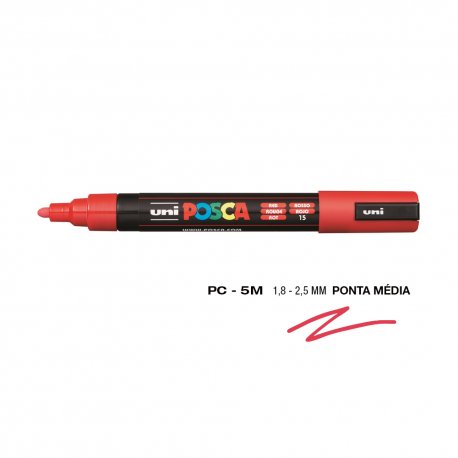 Marcador Uniball Posca PC-5M 1,8mm Vermelho (15) 1un 1293091/UN