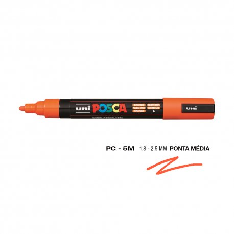 Marcador Uniball Posca PC-5M 1,8mm Laranja (4) 1un 1293107/UN