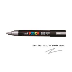 Marcador Uniball Posca PC-5M 1,8mm Prata (26) 1un 1293117/UN