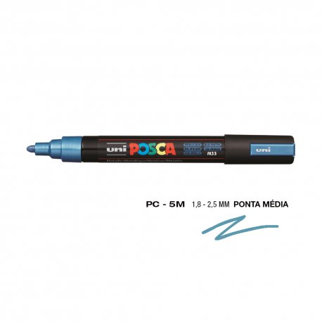 Marcador Uniball Posca PC-5M 1,8mm Azul Metálico (M33) 1un 1293119/UN