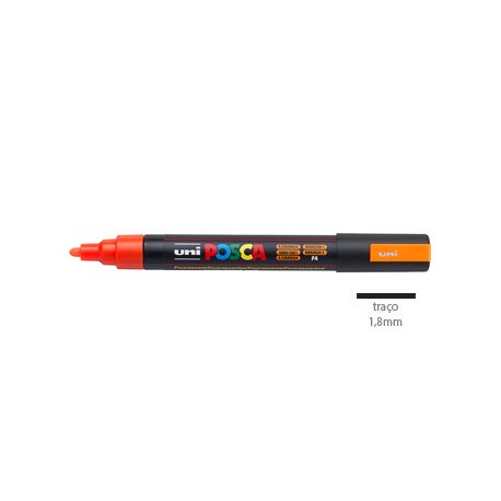 Marcador Uniball Posca PC-5M 1,8mm Laranja Fluor (F4) 1un 1293350/UN