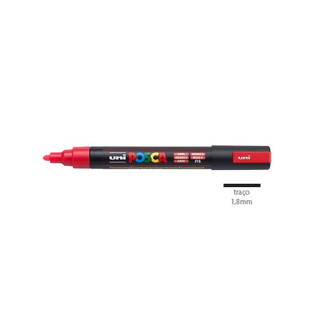 Marcador Uniball Posca PC-5M 1,8mm Vermelho Fluor (F15) 1un 1293351/UN