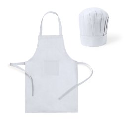 Avental e Chapéu de Cozinheiro Criança Non-Woven Branco 6307287