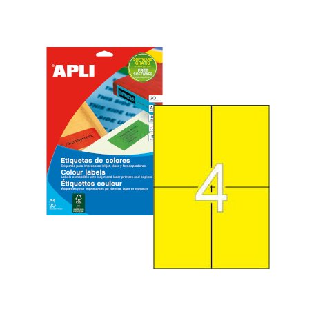 Etiquetas 105x148mm 20Fls A4 Amarelo Apli 80un APL12991