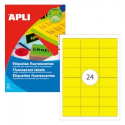 Etiquetas 064x033,9mm 20Fls Amarelo Fluorescente Apli 480un APL2870