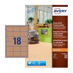 Etiquetas Kraft 062x042mm Avery 20 Folhas Castanho 360un AVEL7110-20