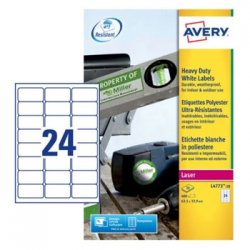 Etiquetas Resistentes 063,5x033,9mm Avery 20 Folhas 480un AVEL4773-20