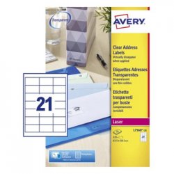 Etiquetas 063,5x038,1mm 25Fls Transparente Avery 525un AVEL7560-25