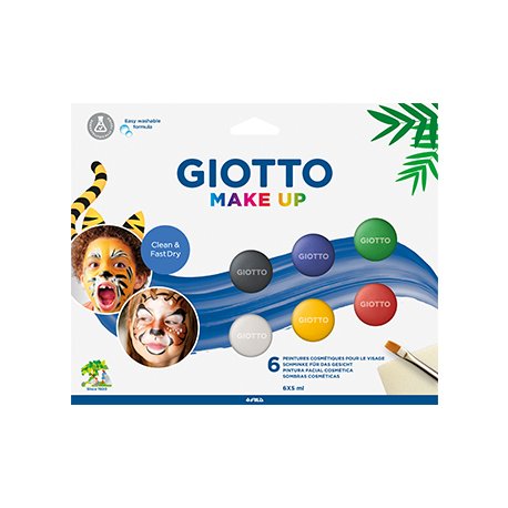 Pintura Facial Pincel Esponja Giotto Clássicas 6 Cores 160476300