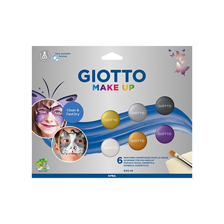 Pintura Facial Pincel Esponja Giotto Metalizadas 6 Cores 160476500