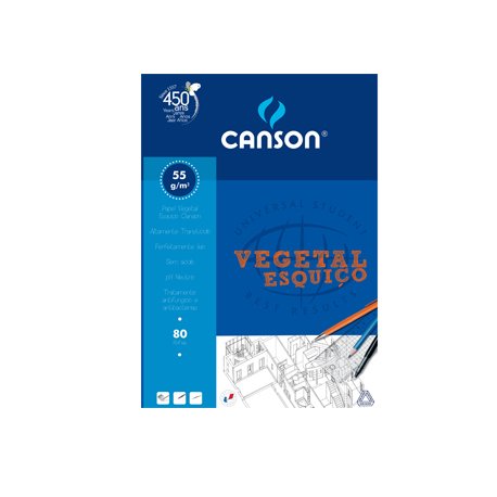 Papel Vegetal A4 55g Esquiço Canson Bloco 80Fls 1085629