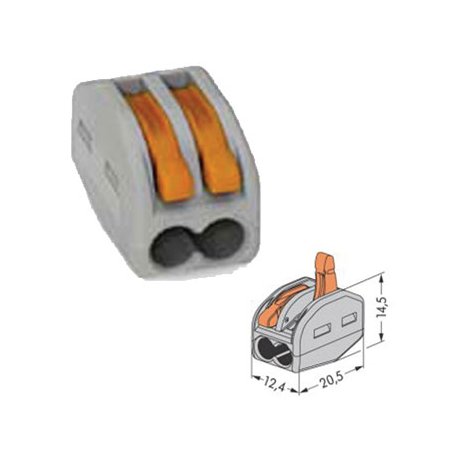 Borne WAGO 2x0.08-4mm Condutores Flexíveis / Rígidos Cinza VELWG222412